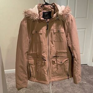 STS Ranchwear Women's Tan Utility Jacket with Faux Fur Hood